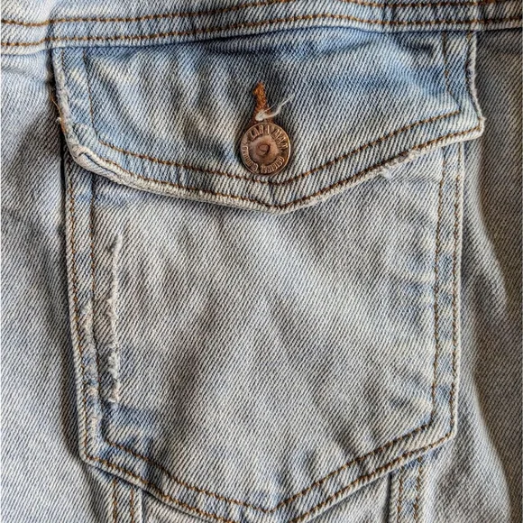 Zara Oversized Cotton Denim Jacket Men's Sz XXL Light Wash Jean Trucker Western - Picture 5 of 7